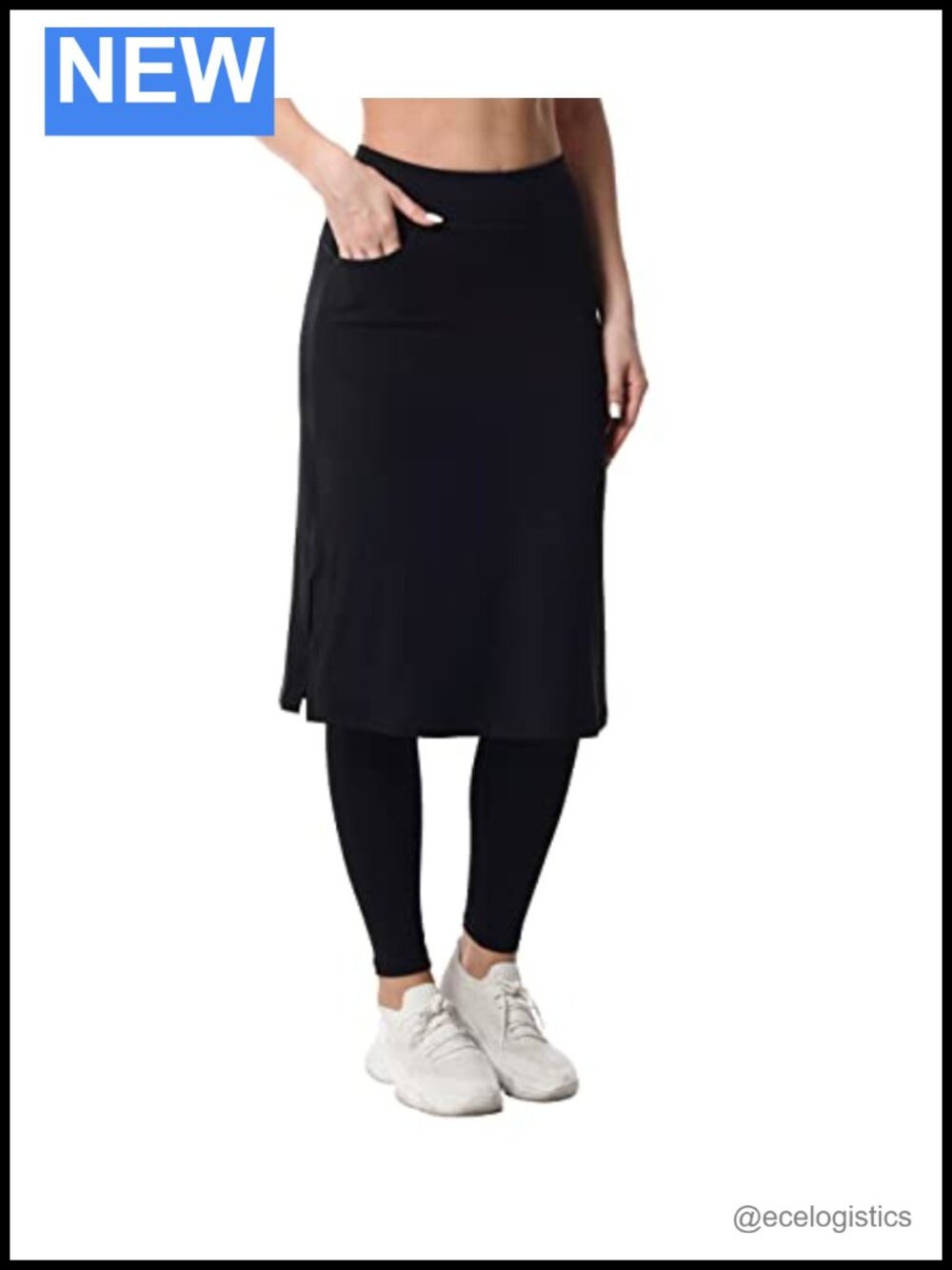 Women's Modest Skirt with Attached Leggings Midi Workout Skort 90% Polyester